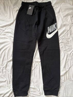 Nike Black Jogger Sweatpants with White Logo